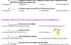 Figurative Language And Sound Devices Worksheet