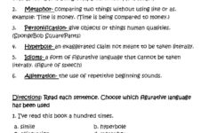 Figurative Language Multiple Choice Worksheet