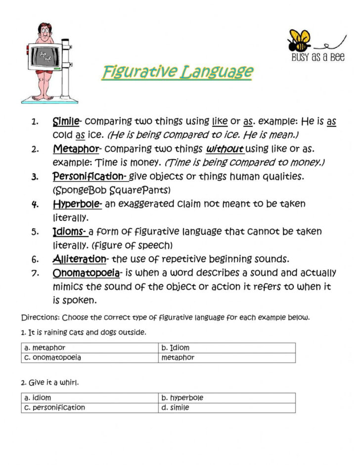 Figurative Language Review Worksheets