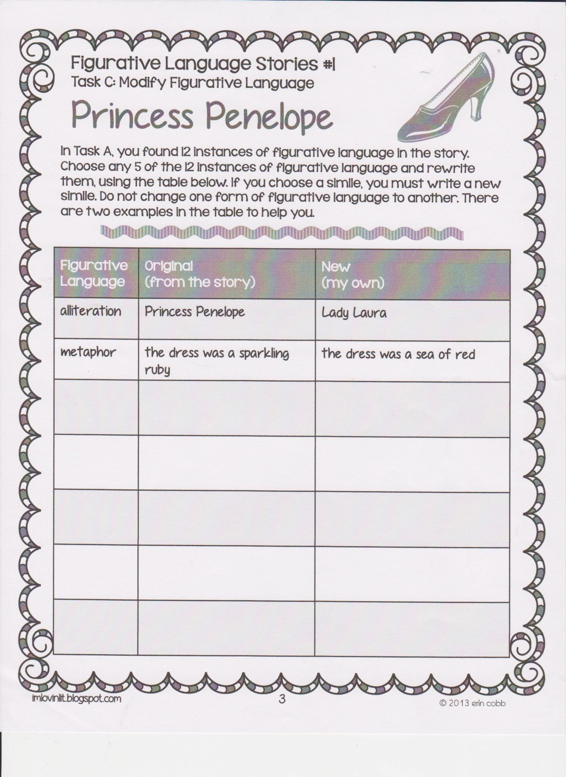 Figurative Language Worksheet Middle School Christmas Figurative 