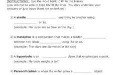 Figurative Language Worksheet Worksheet