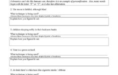 Figurative Language Worksheets 5th Grade Identify Figurative Language