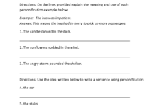 Figurative Language Worksheets Personification Worksheets Similes