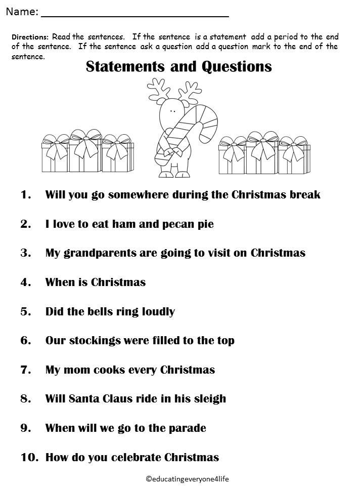 Christmas Language Arts Worksheets