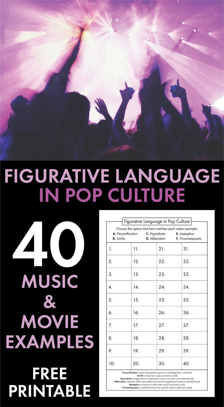 FREE Figurative Language Lesson Featuring 40 Pop Culture Examples 