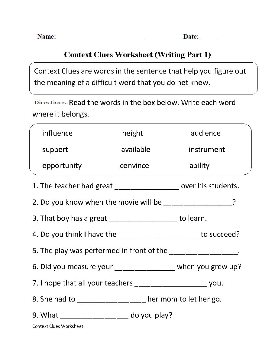 Free Printable 5Th Grade Context Clues Worksheets Free Printable