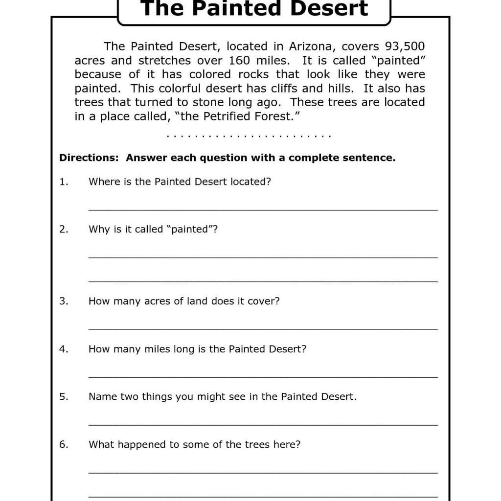 Free Printable English Comprehension Worksheets For Grade 4 Free 