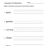 Free Printable English Language Arts Worksheet