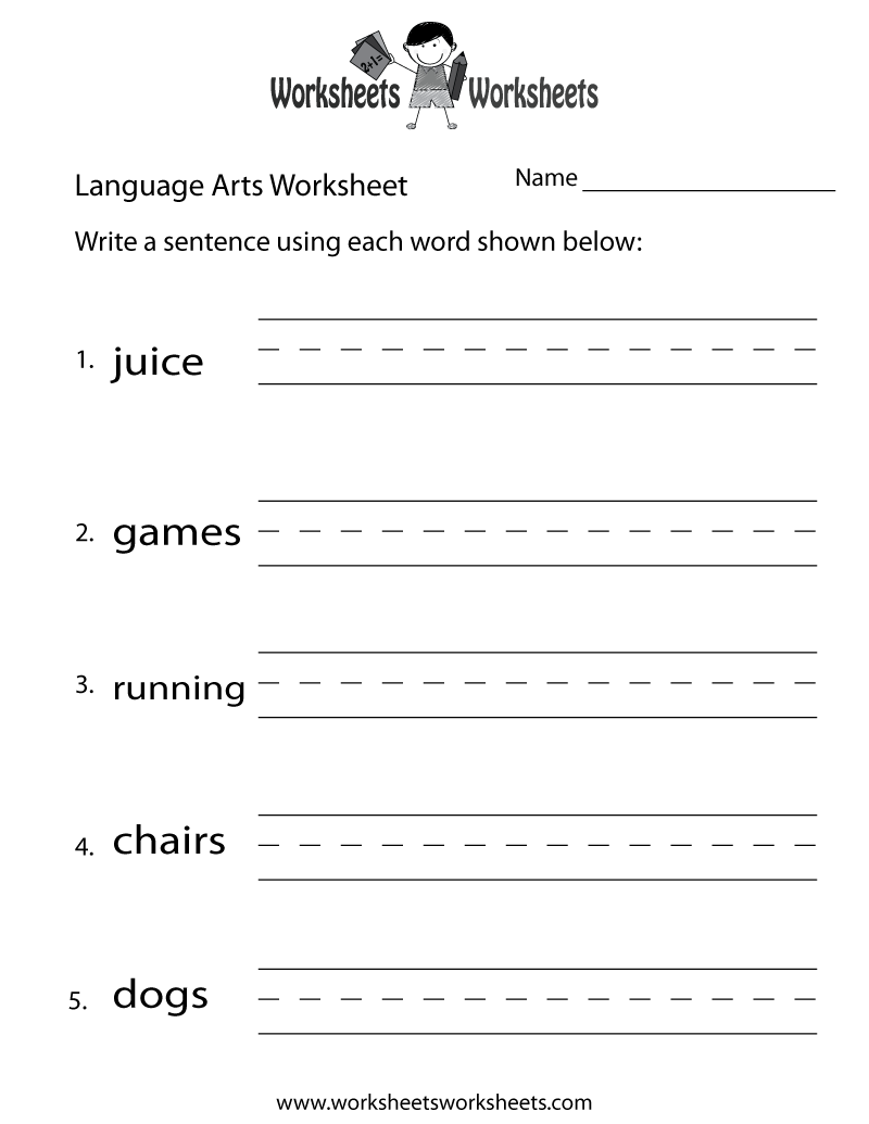 Free Printable English Language Arts Worksheet