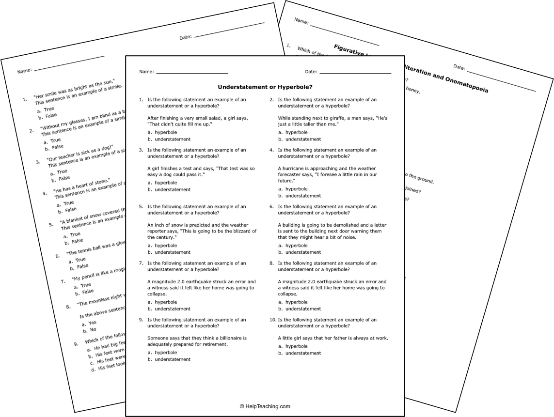 Free Printable Figurative Language Tests And Worksheets