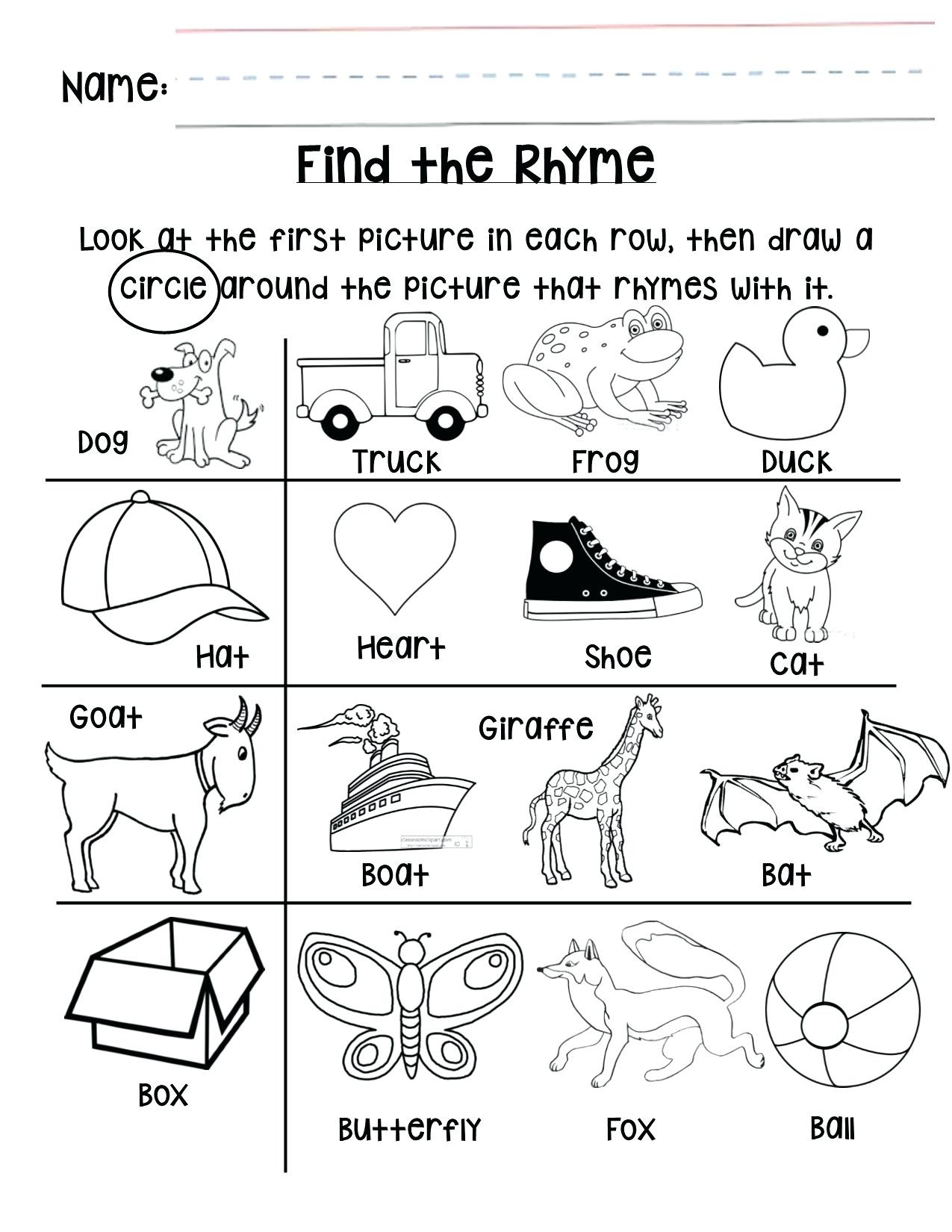 Free Printable Rhyming Activities For Kindergarten Free Printable