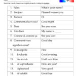 French Greetings Match Basic French Words French Worksheets Learn