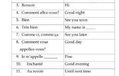 French Greetings Match Basic French Words French Worksheets Learn