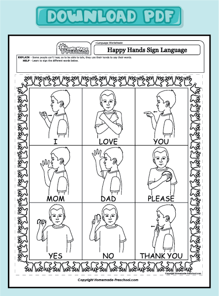 Worksheet In Sign Language | Language Worksheets