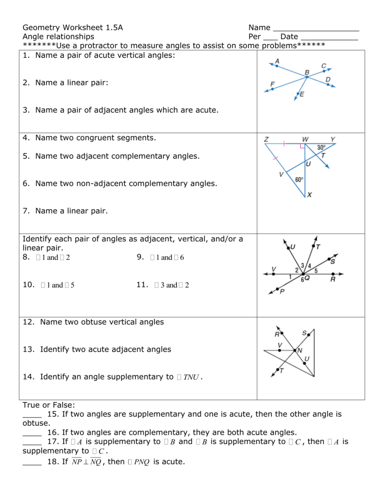 Geometry Worksheet 1 Db excel