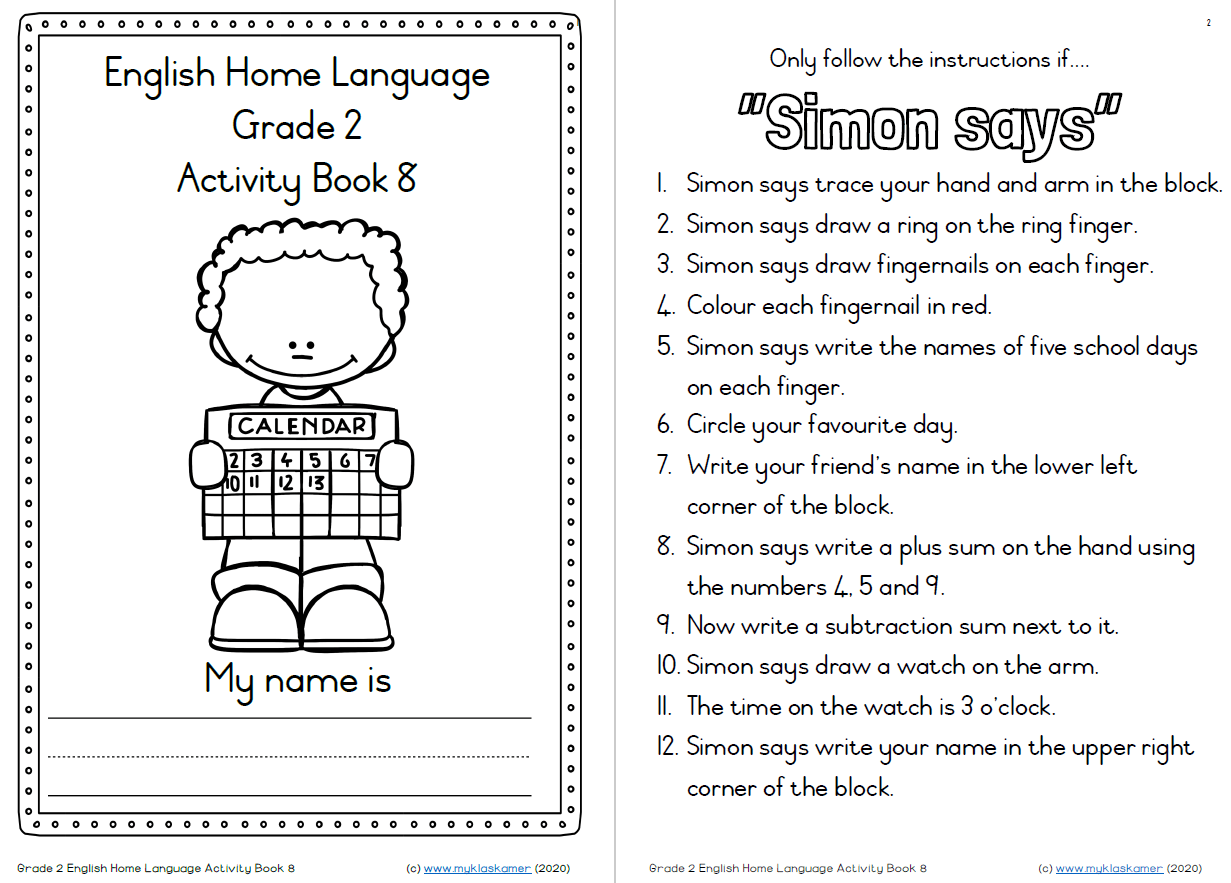 Grade 2 English Home Language Term 3 Activity Book 7 9 My Klaskamer 