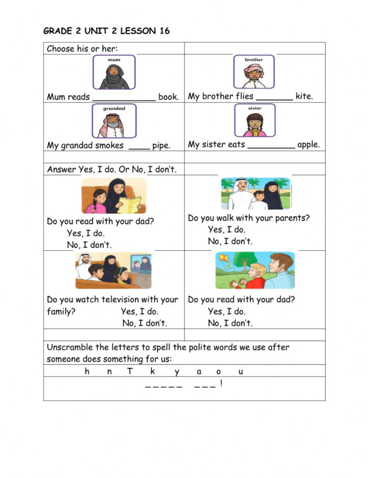 Grade 2 English Home Language Worksheets