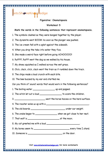 Grade 4 English Resources Printable Worksheets Topic Figurative 