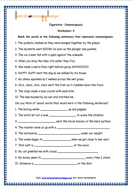 Grade 4 English Resources Printable Worksheets Topic Figurative