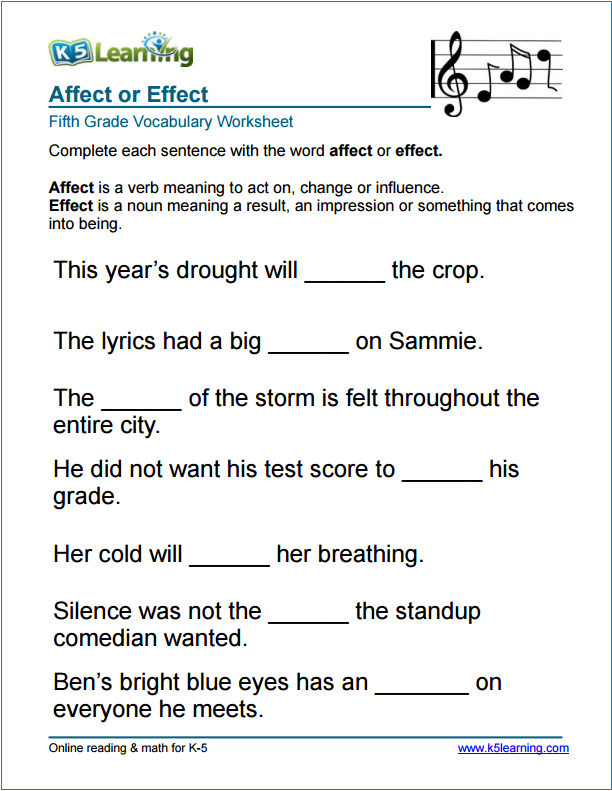 Language Worksheets Grade 5