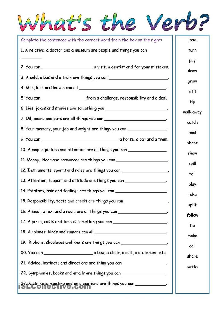 Grammar 6th Grade Worksheets Whats The Verb Key Included In 2020 6th 