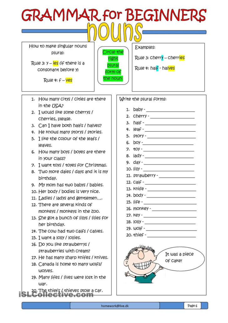 Printable Worksheets For English Language Learners