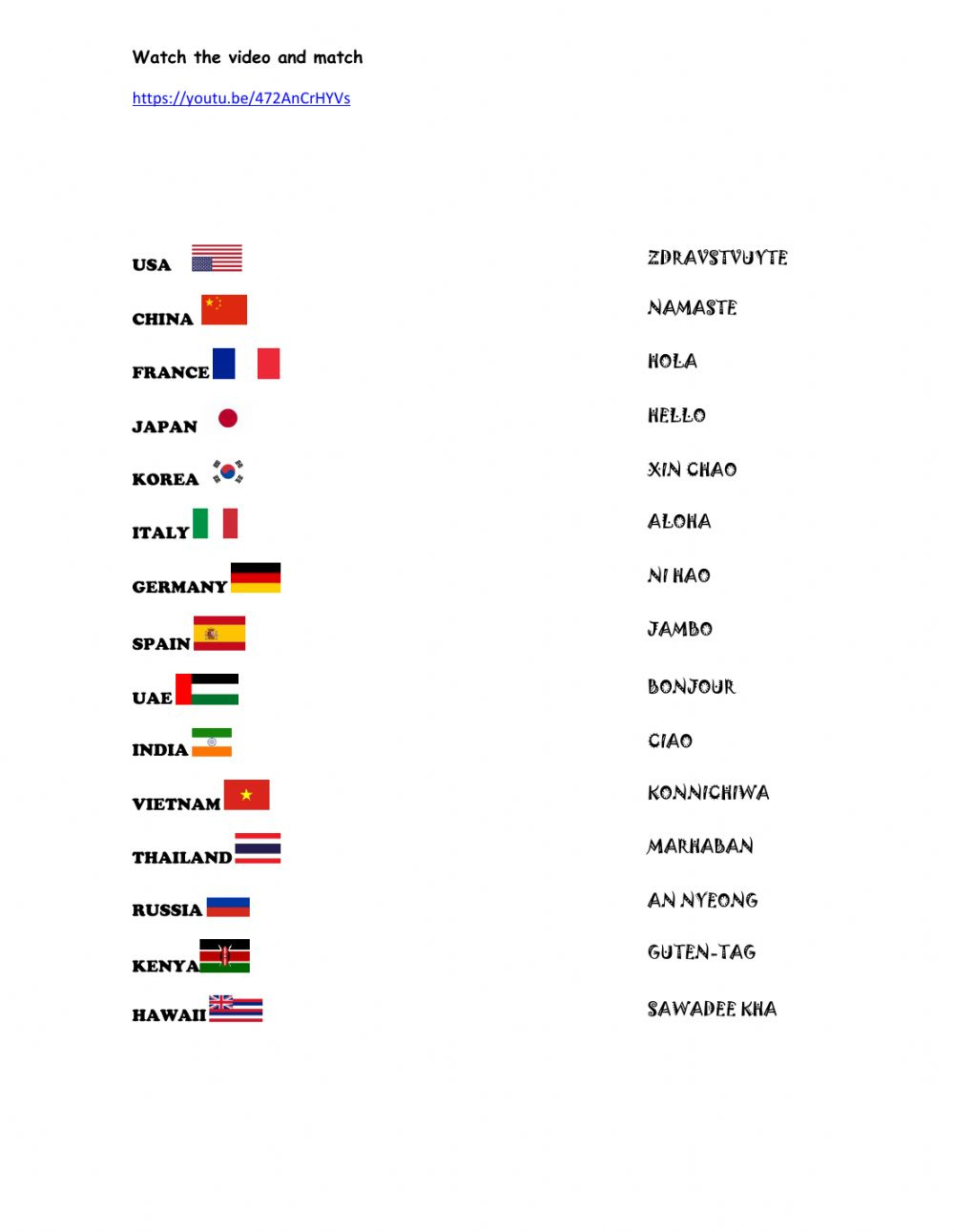 Saying Hello In Different Languages Worksheet Language Worksheets