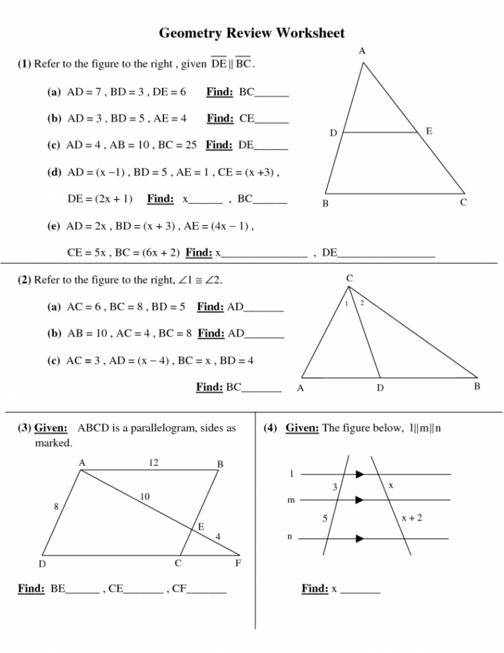 Geometry Worksheets Grade 10
