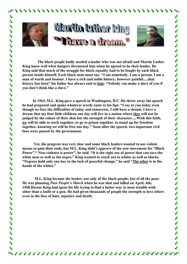 I Have A Dream Figurative Language Worksheet Language Worksheets