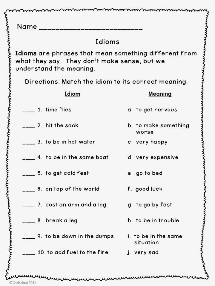 Figurative Language Worksheets For 3rd Grade Students