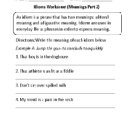 Idioms Worksheet Meanings Part 2 Beginner Figure Of Speech Speech