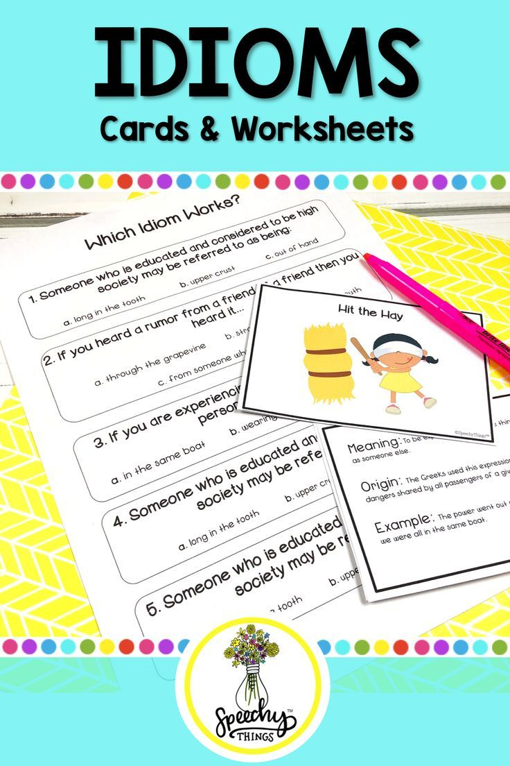 Idioms Worksheets Cards Figurative Language Worksheets Idioms 