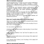 Inclusive Language ESL Worksheet By Garage