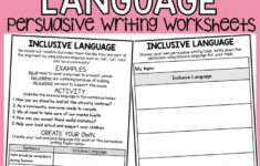 Inclusive Language Persuasive Writing Worksheets Persuasive Writing
