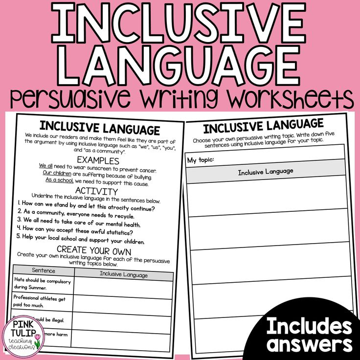 Inclusive Language Persuasive Writing Worksheets Persuasive Writing 