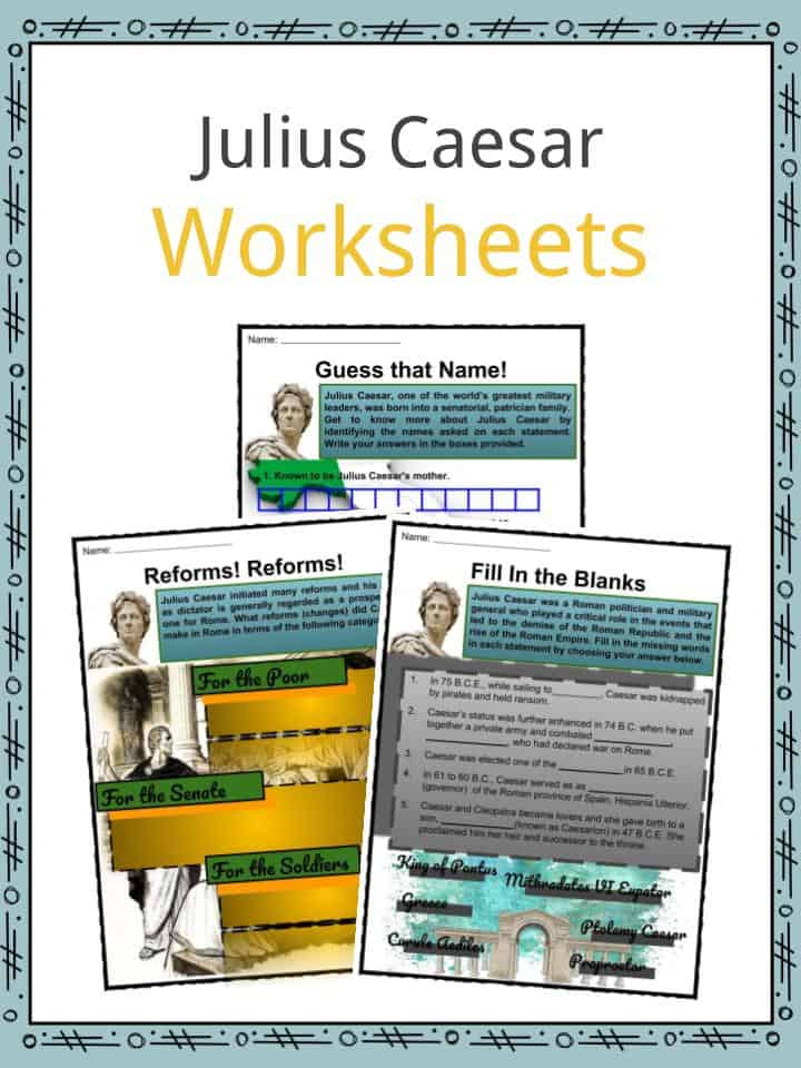 Julius Caesar Facts Worksheets Life Impact Assassination For Kids