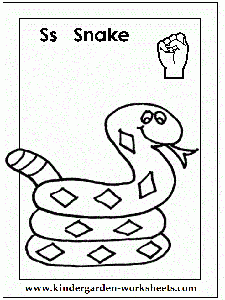 Kindergarten Worksheets ASL Coloring Pages Alphabet S