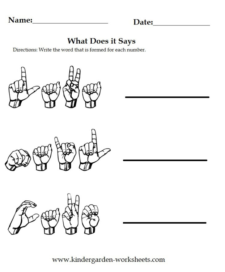 Sign Language Worksheet