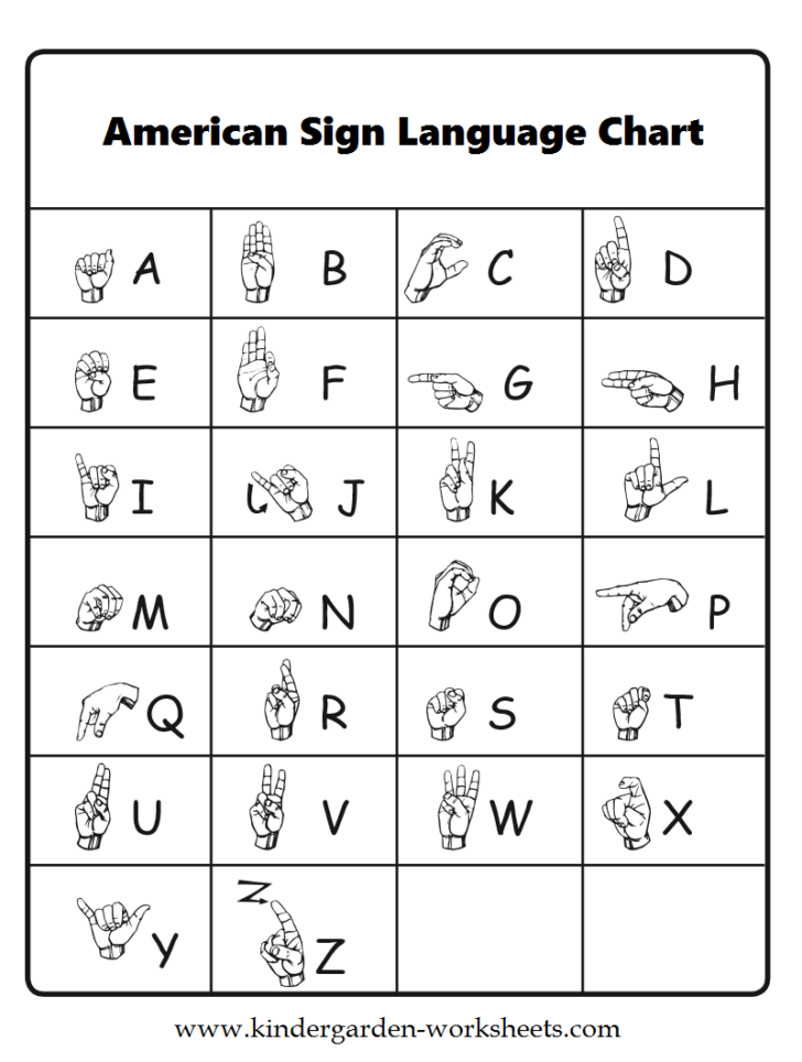 Sign Language Worksheets