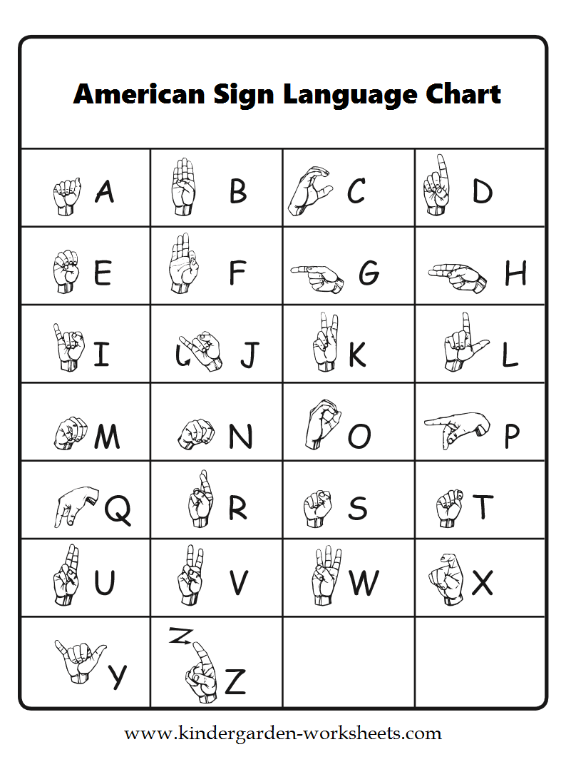 Kindergarten Worksheets Worksheets Sign Language