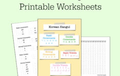 Korean Hangul Practice Printable Worksheets Language Learning Studying
