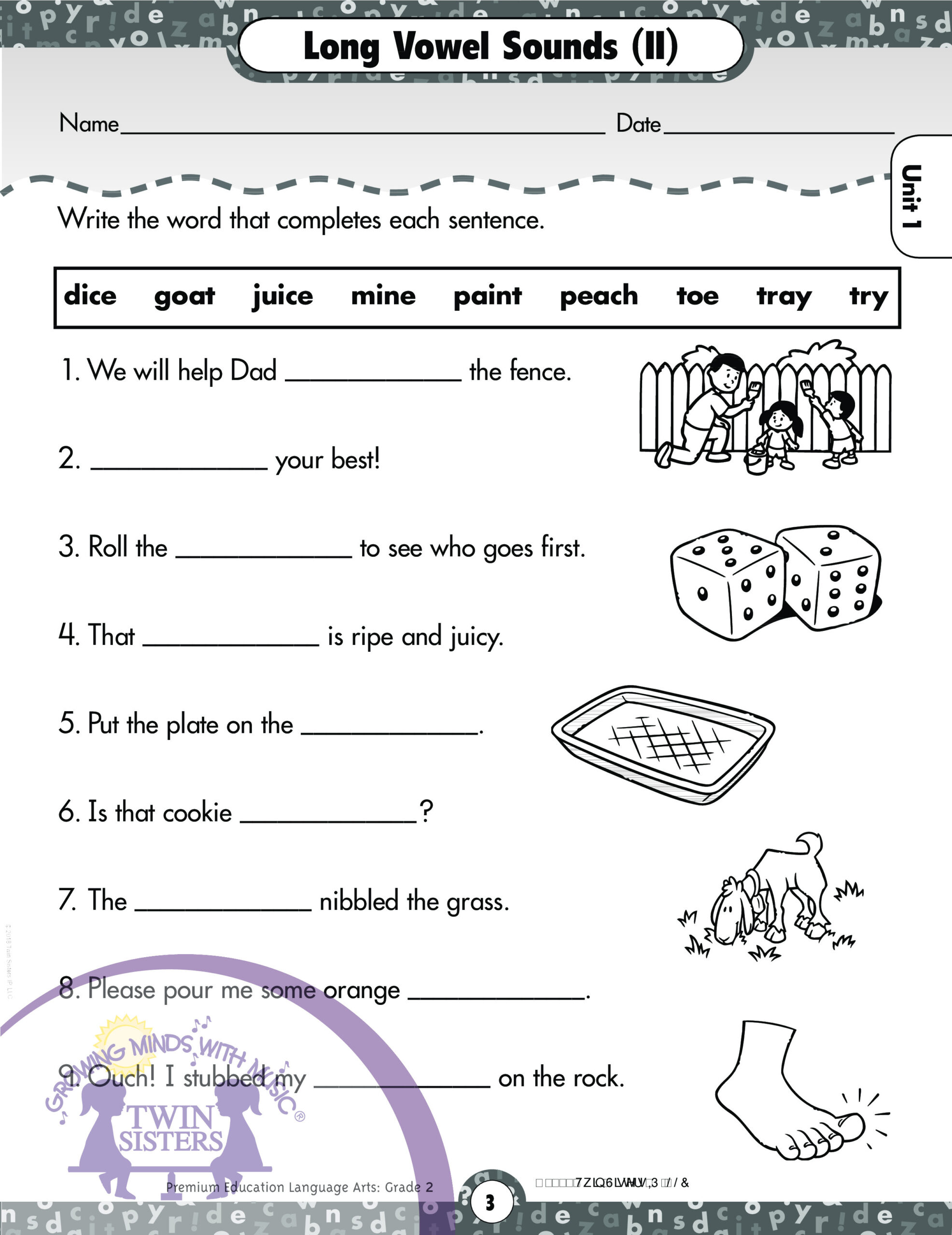 Language Arts Grade 2 Vowel Digraphs And Diphthongs Twin Sisters
