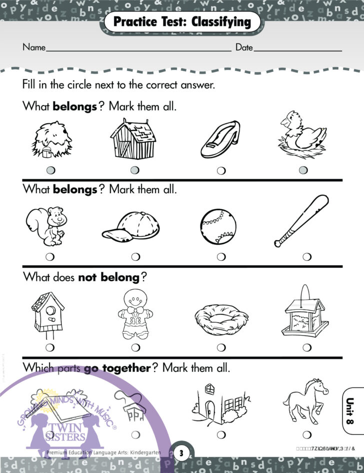 Language Art Worksheet For Kindergarten