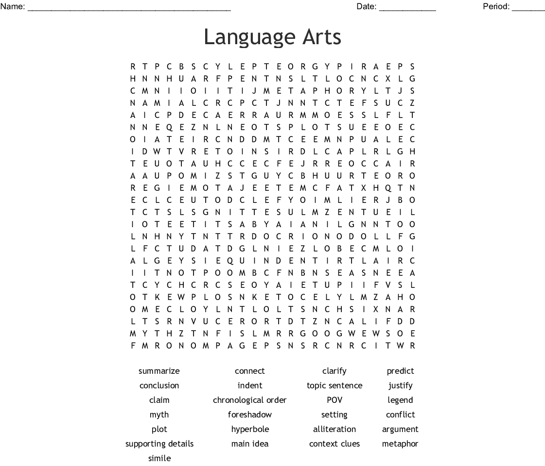 Language Arts Word Search Wordmint Printable Ela Puzzles 