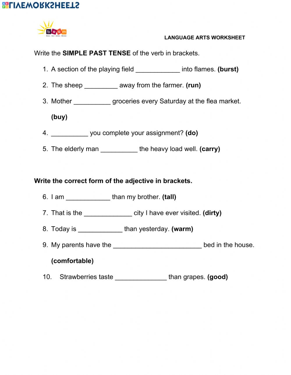 Language Arts Worksheet