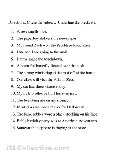 Language Handbook 8 Sentences Worksheet 5 Finding Subjects And 