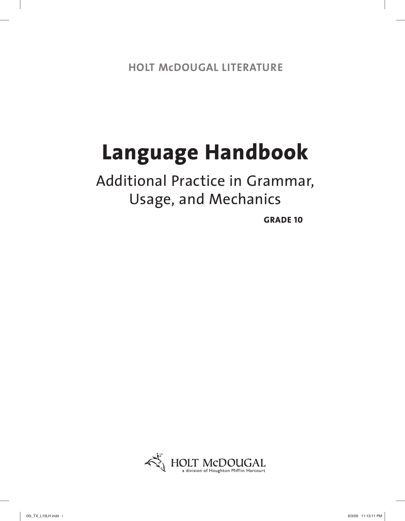 Language Handbook Worksheets