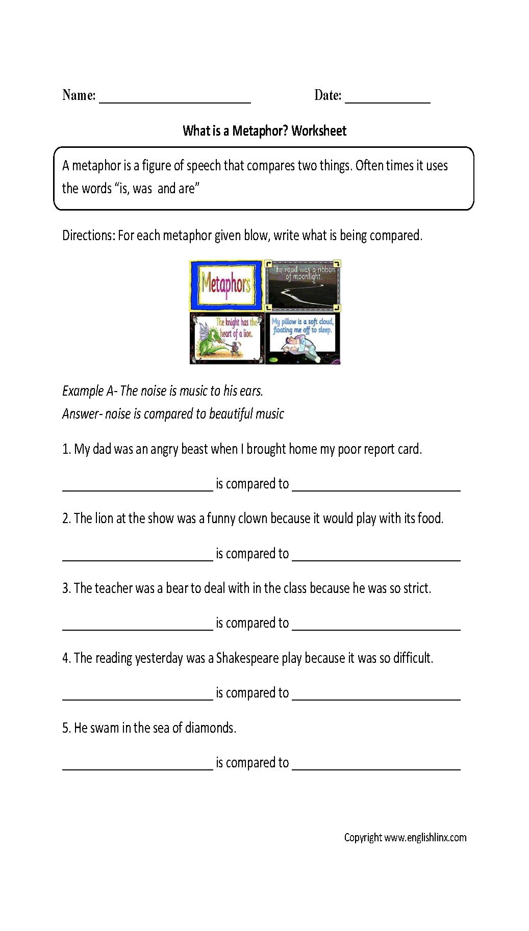 Language Worksheets For 5Th Grade Db excel