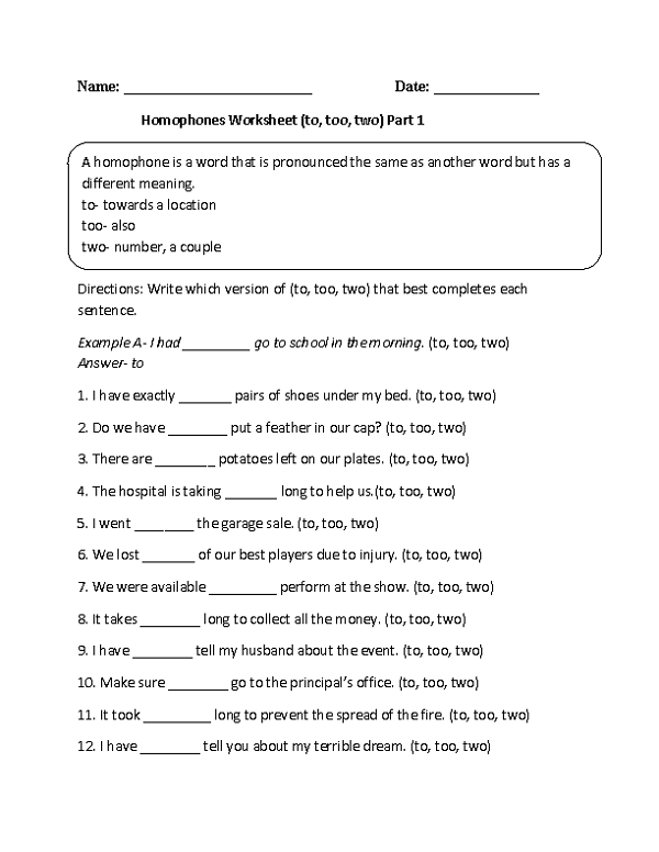 Language Worksheets Homophones Worksheets Language Worksheets 