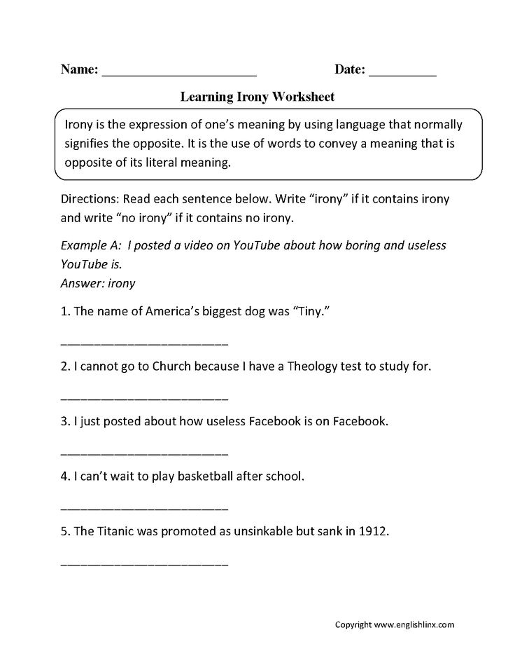 Learning Irony Worksheet Figurative Language Worksheet Language 